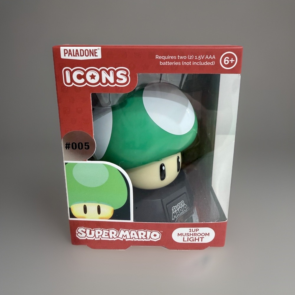 Paladone Icons Nintendo Super Mario Green 1 Up Mushroom Light #005 - Night Light
